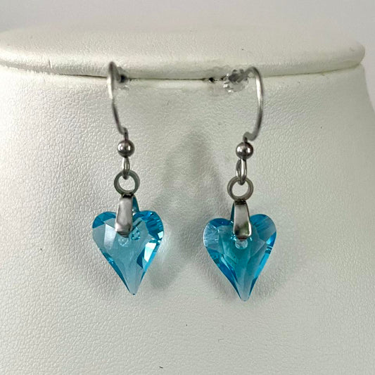 Boucles Coeur Sauvage en Cristal Aigue-Marine