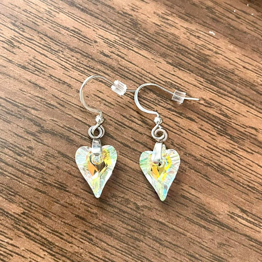 Boucles Coeur Sauvage en Cristal Clair Aurore Boréale