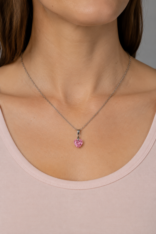 Small 10mm heart in Aurora Borealis Pink crystal