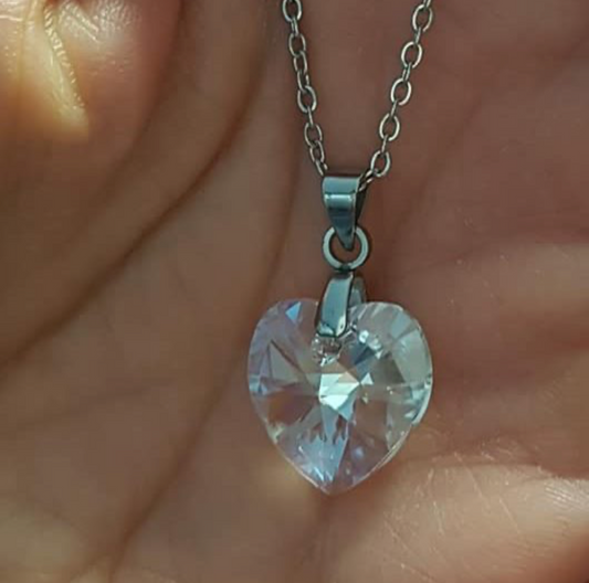 Small 10mm heart in Clear Shimmer crystal