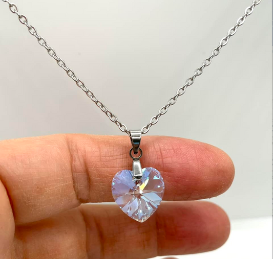 Medium 14mm Heart in Clear Shimmer Crystal
