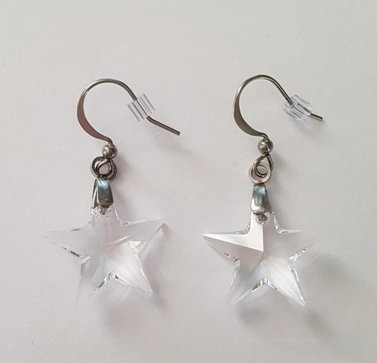 Clear Crystal Straight Star Earrings