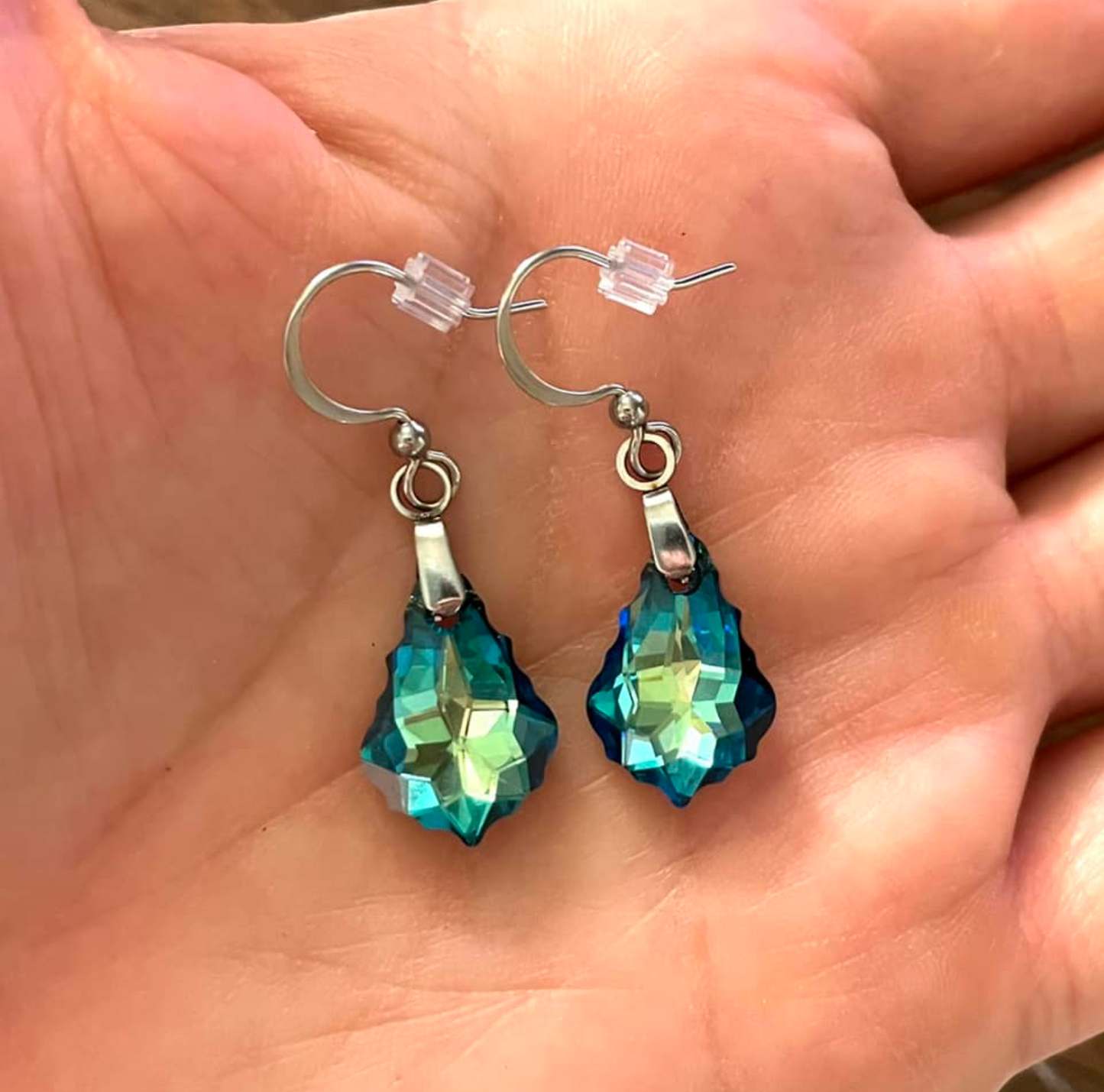 Boucles Baroque en cristal Bleu Bermudes