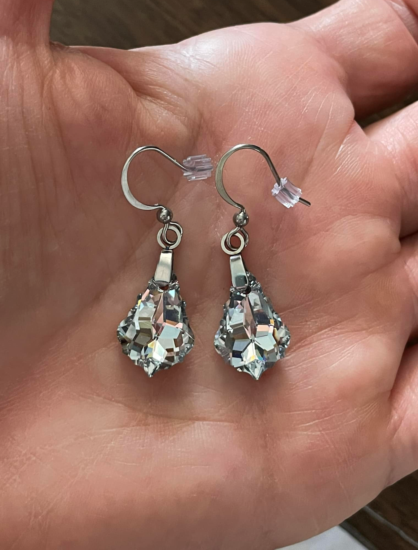 Boucles Baroque en cristal Argenté