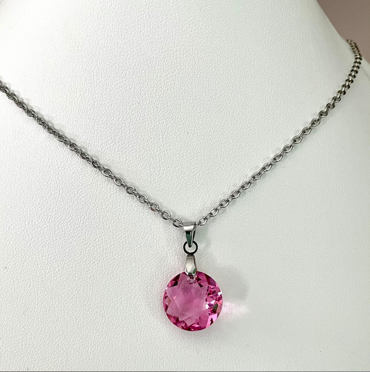 Moyen Classique en Cristal Rose Translucide