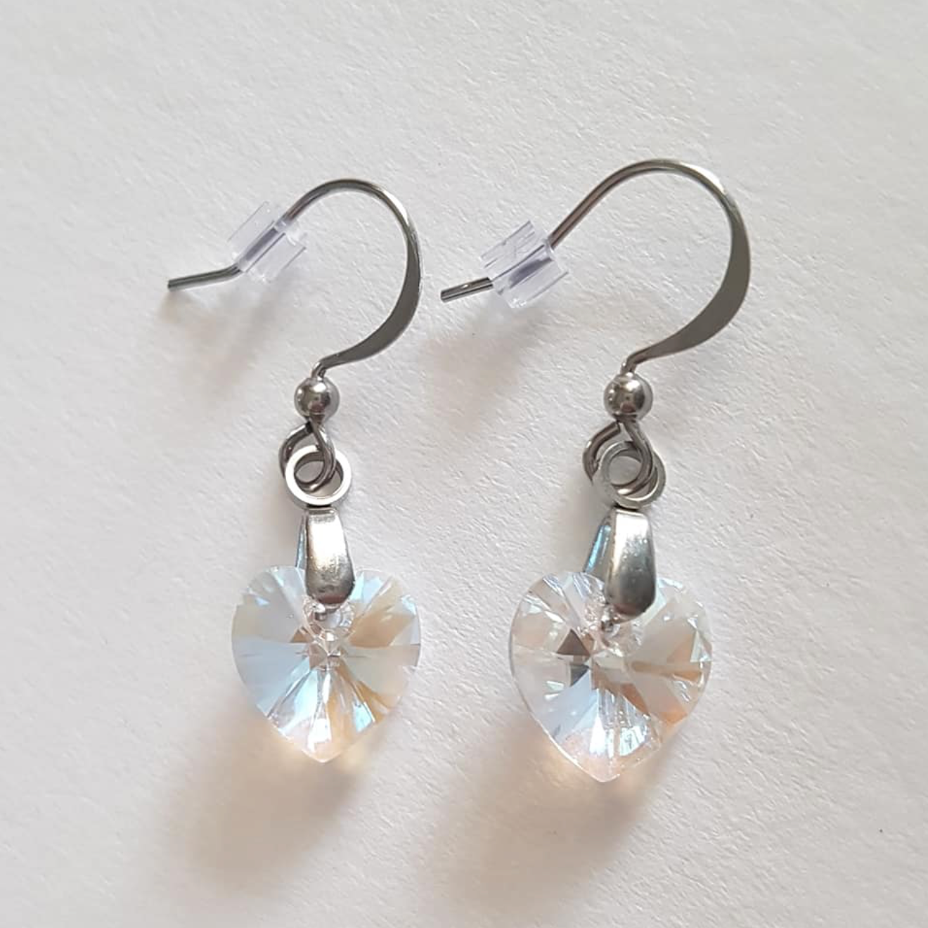 Boucles Coeur en Cristal Clair Shimmer