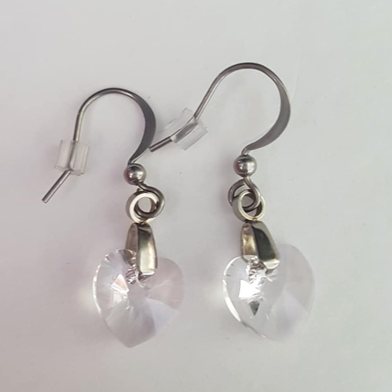 Boucles Coeur en Cristal Clair Translucide