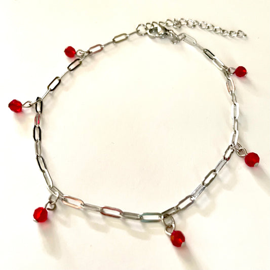Chaîne de Cheville avec cristal rouge
