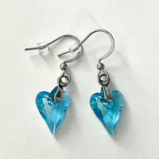 Boucles Coeur Sauvage en Cristal Aigue-Marine