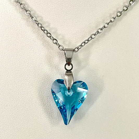 Gros Coeur Sauvage en Cristal Aigue-Marine