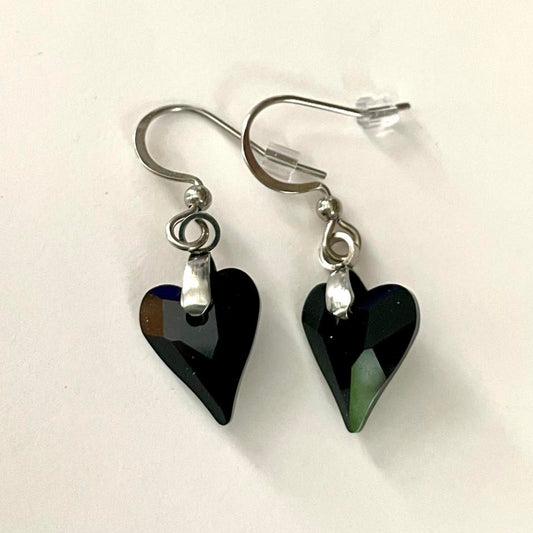 Boucles Coeur Sauvage en Cristal Noir