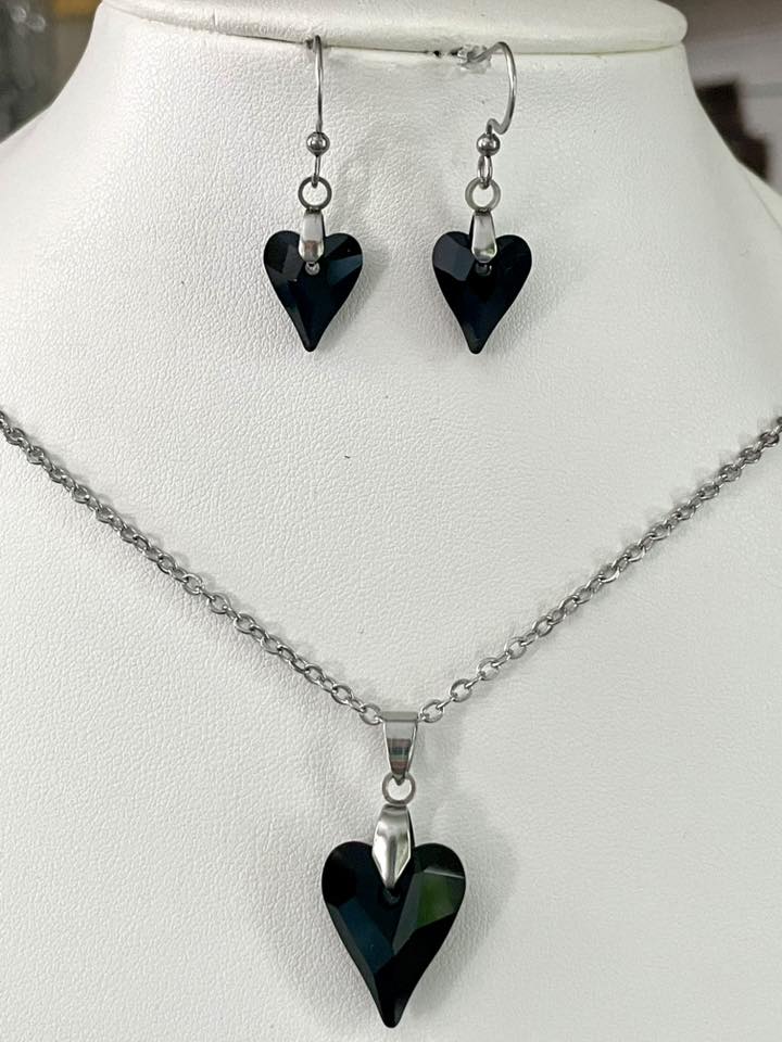 Gros Coeur Sauvage en Cristal Noir