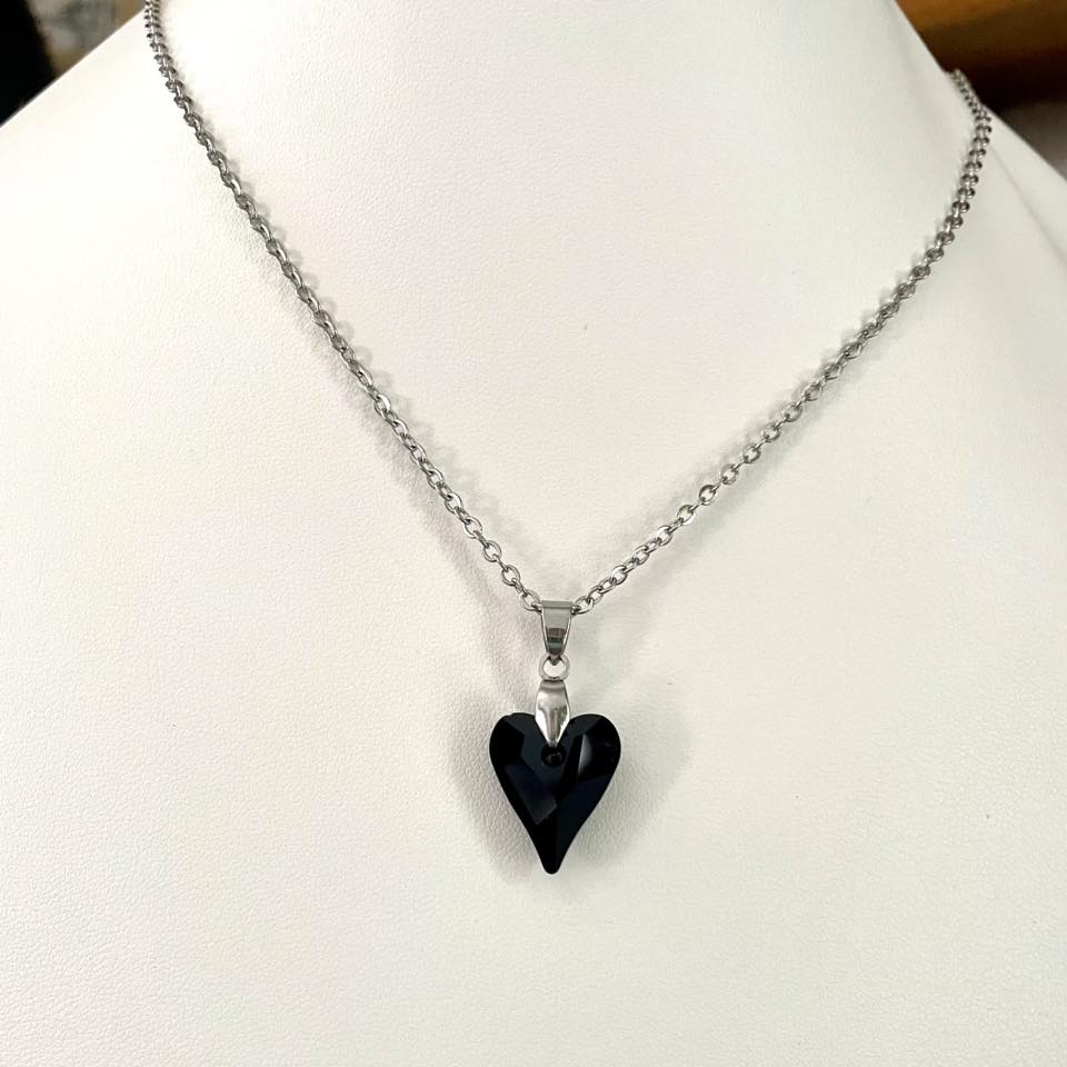 Gros Coeur Sauvage en Cristal Noir