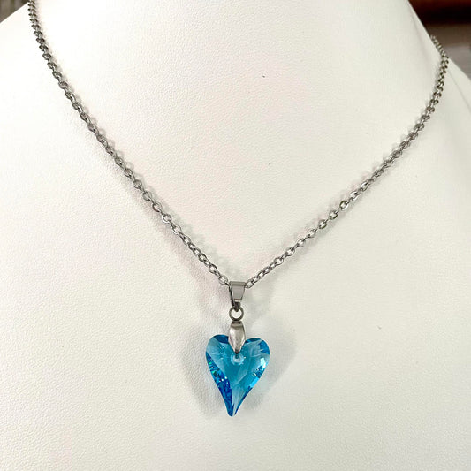 Gros Coeur Sauvage en Cristal Aigue-Marine