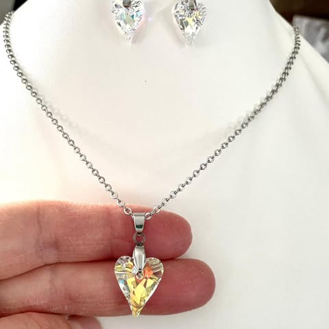 Gros Coeur Sauvage en Cristal Aurore Boréale