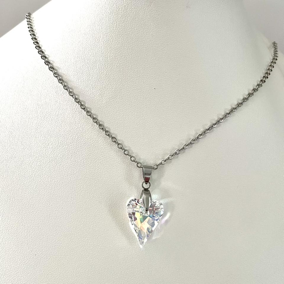 Gros Coeur Sauvage en Cristal Aurore Boréale