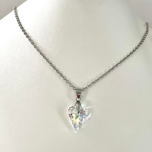 Gros Coeur Sauvage en Cristal Aurore Boréale