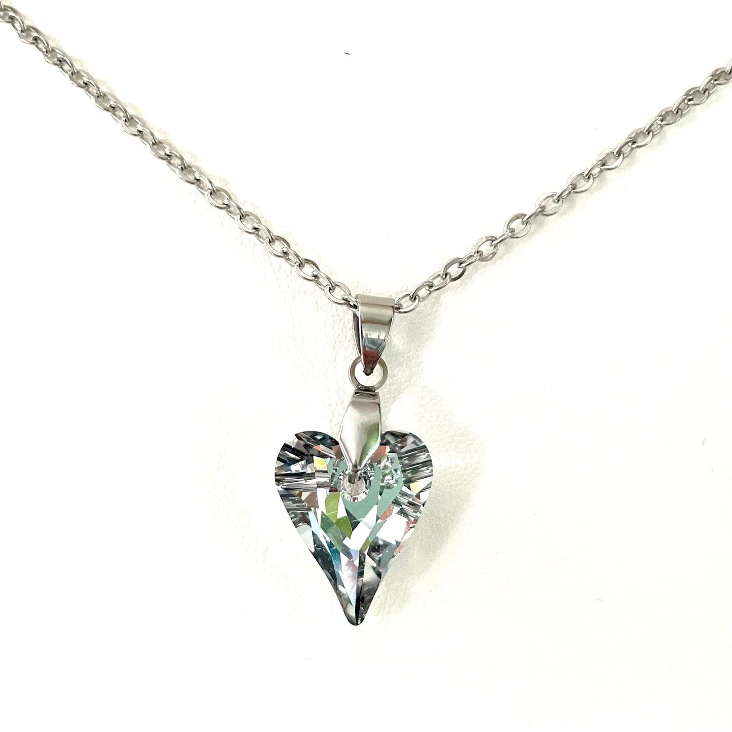 Gros Coeur Sauvage en Cristal Argenté