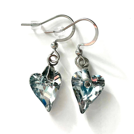 Boucles Coeur Sauvage en Cristal Argenté