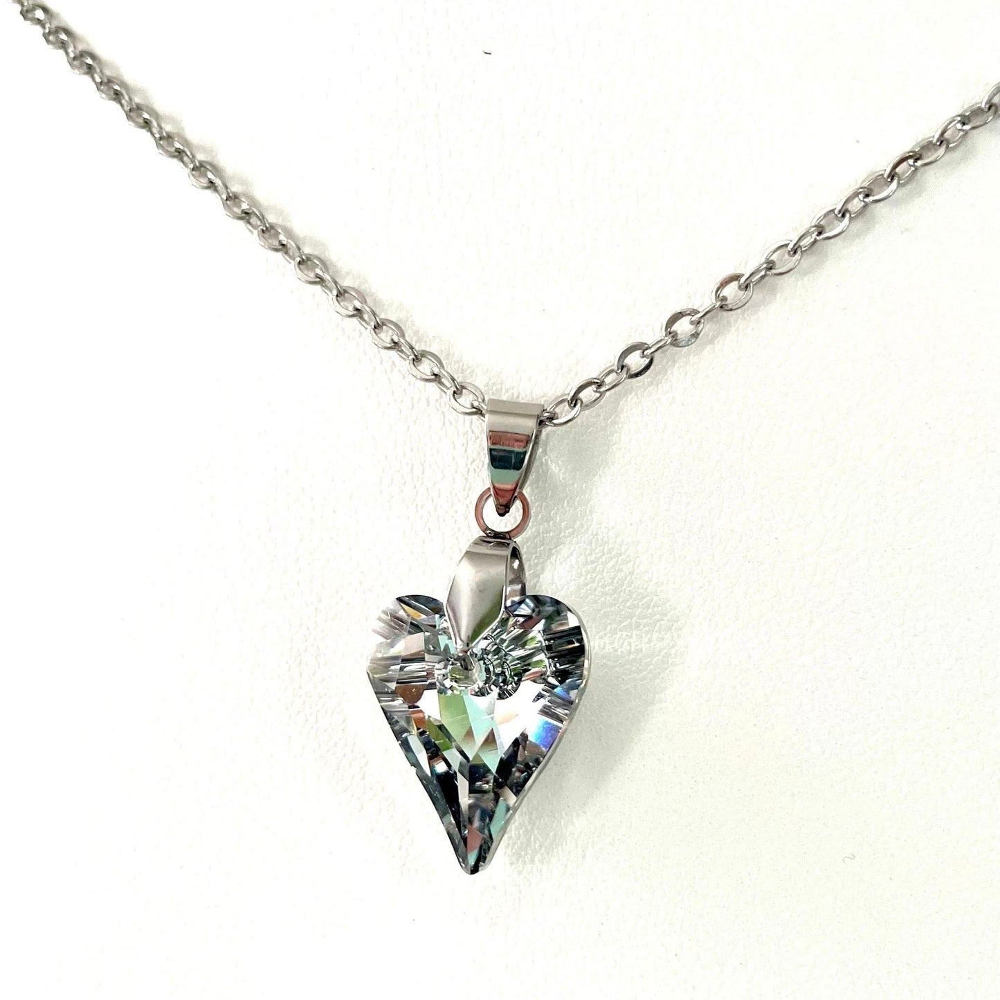 Gros Coeur Sauvage en Cristal Argenté