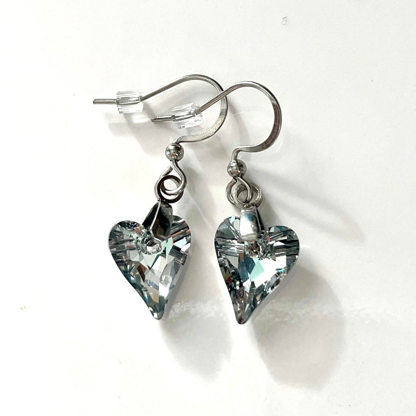 Boucles Coeur Sauvage en Cristal Argenté