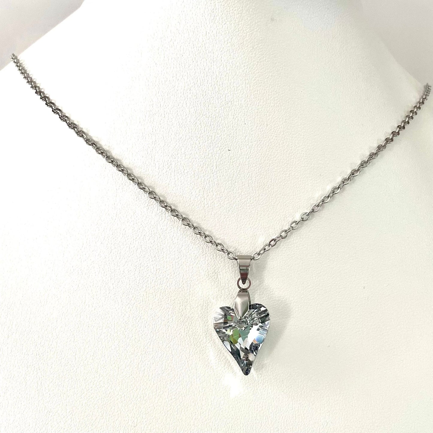 Gros Coeur Sauvage en Cristal Argenté