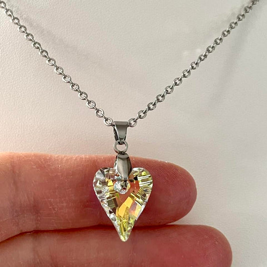 Gros Coeur Sauvage en Cristal Aurore Boréale