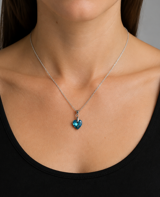 Small 10mm heart in Bermuda Blue crystal 