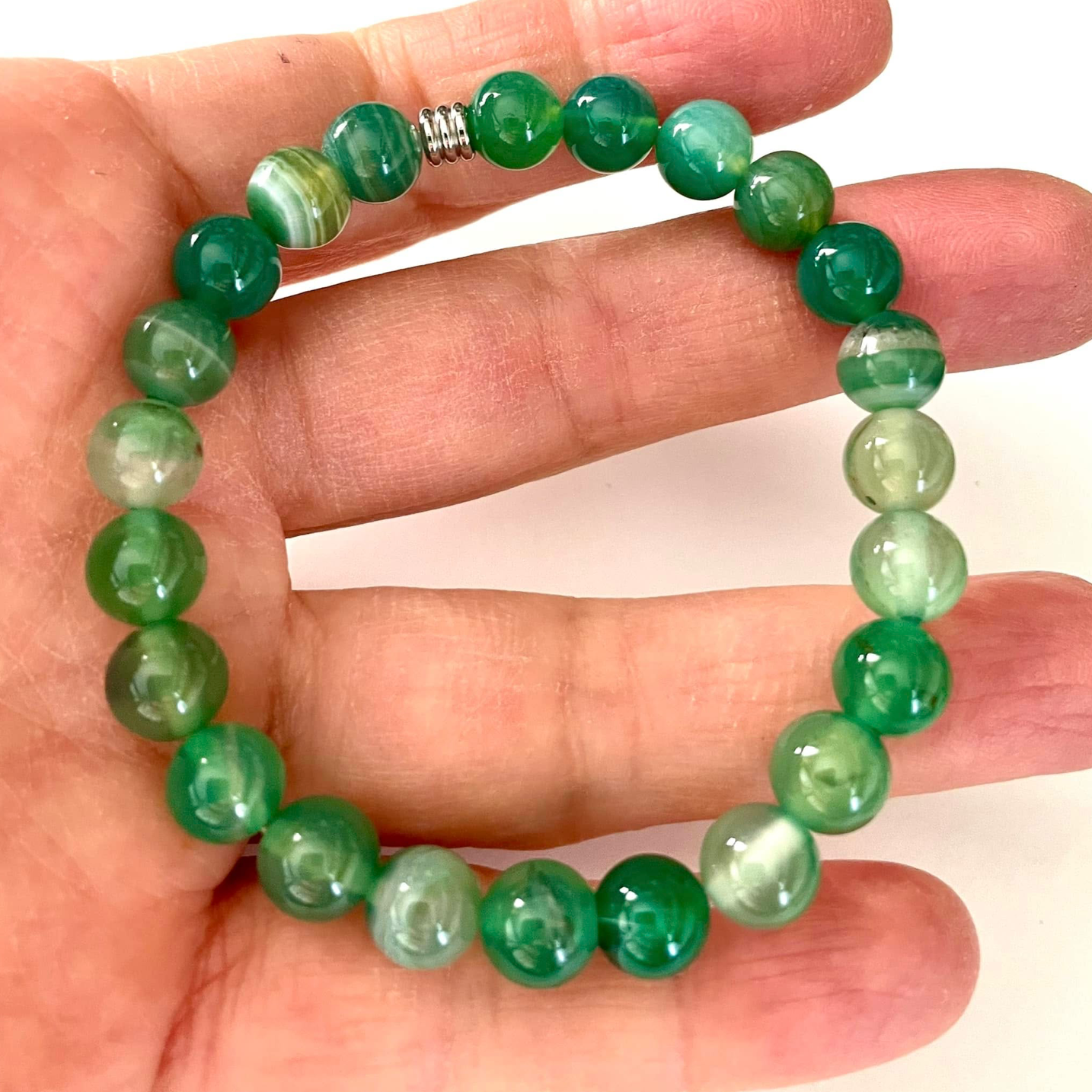 Bracelet en agate verte