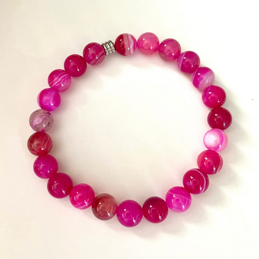Bracelet en agate rose