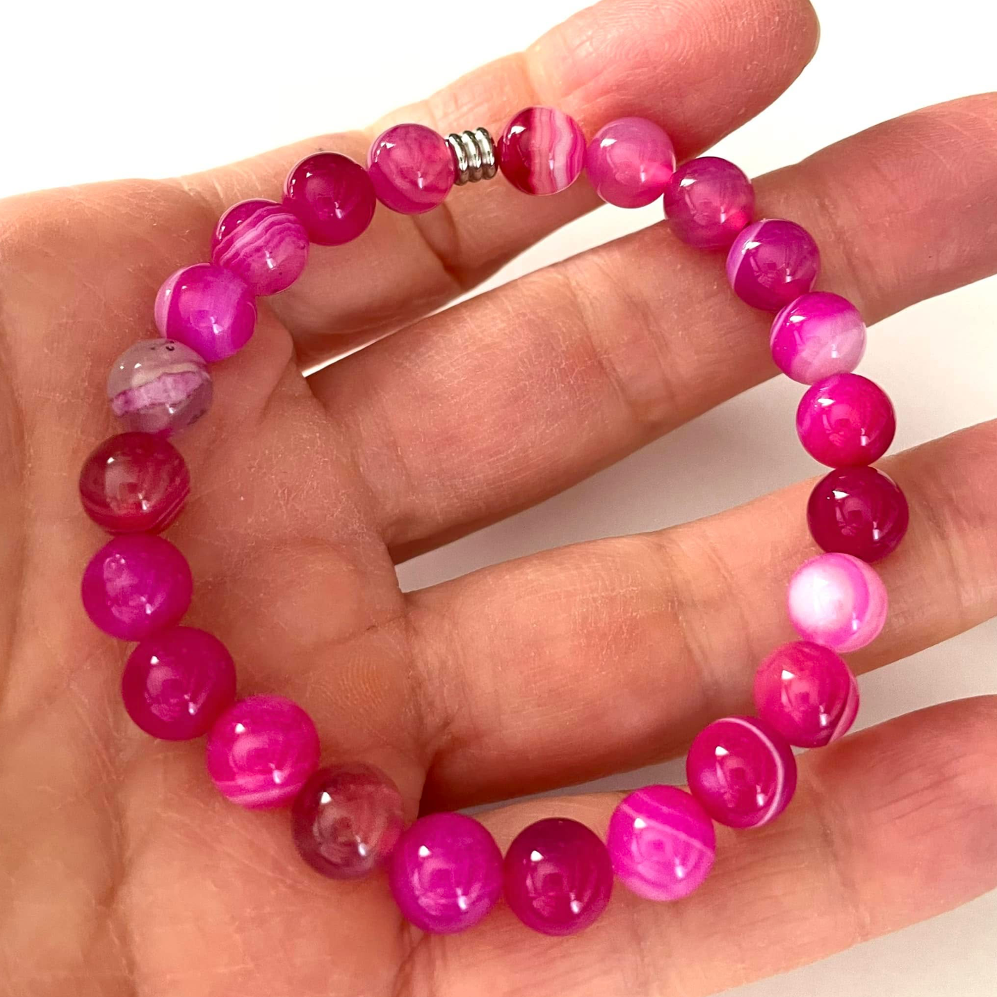 Bracelet en agate rose