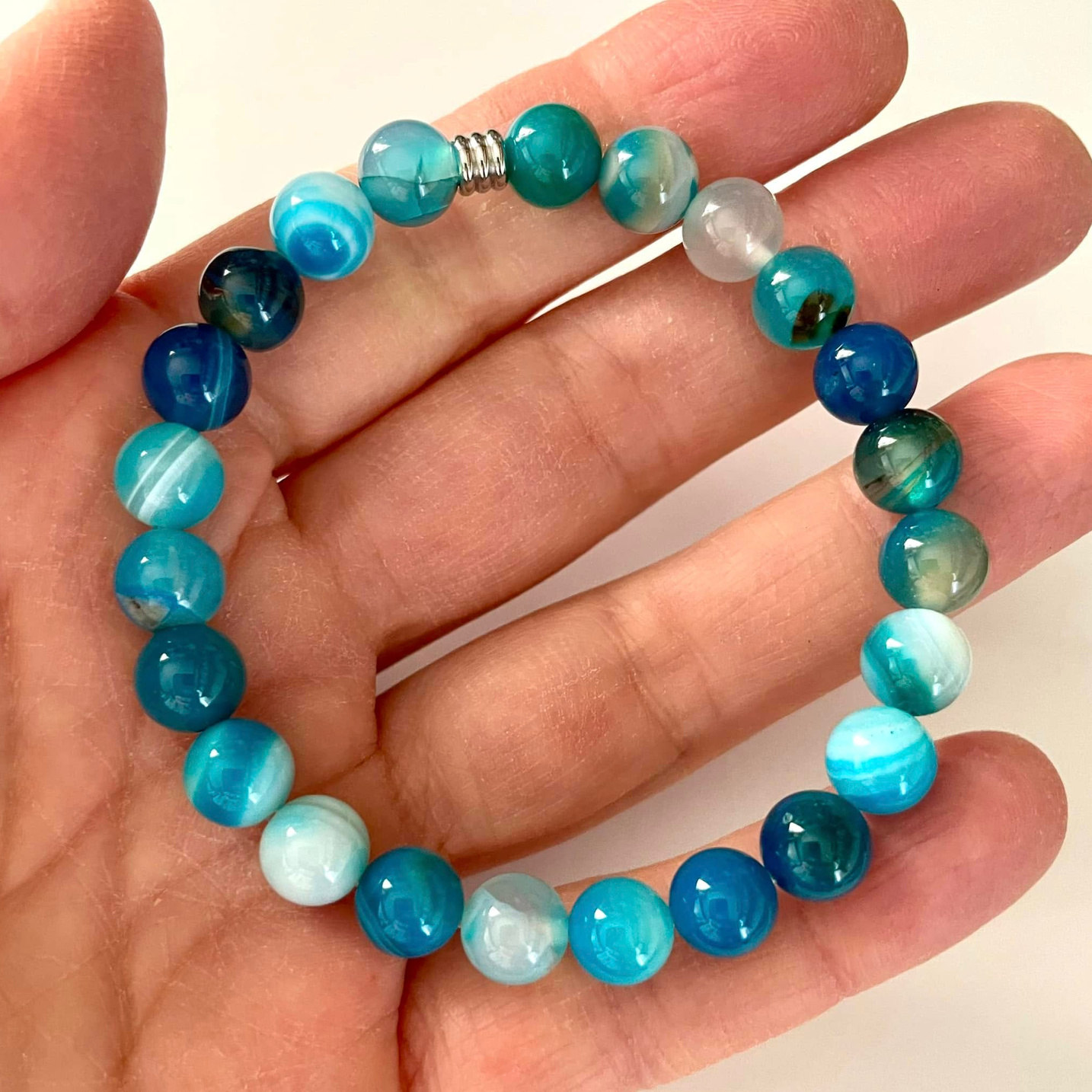 Bracelet en agate Bleue