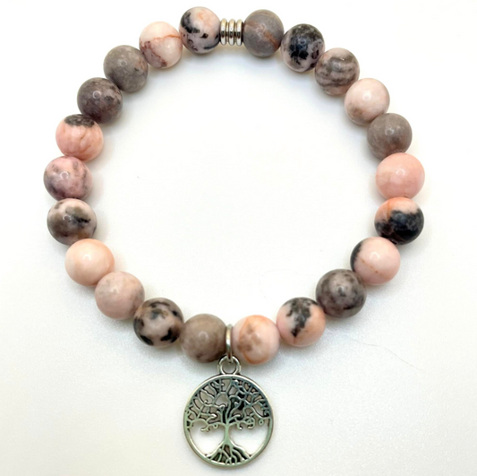 Bracelet en jaspe zèbre rose