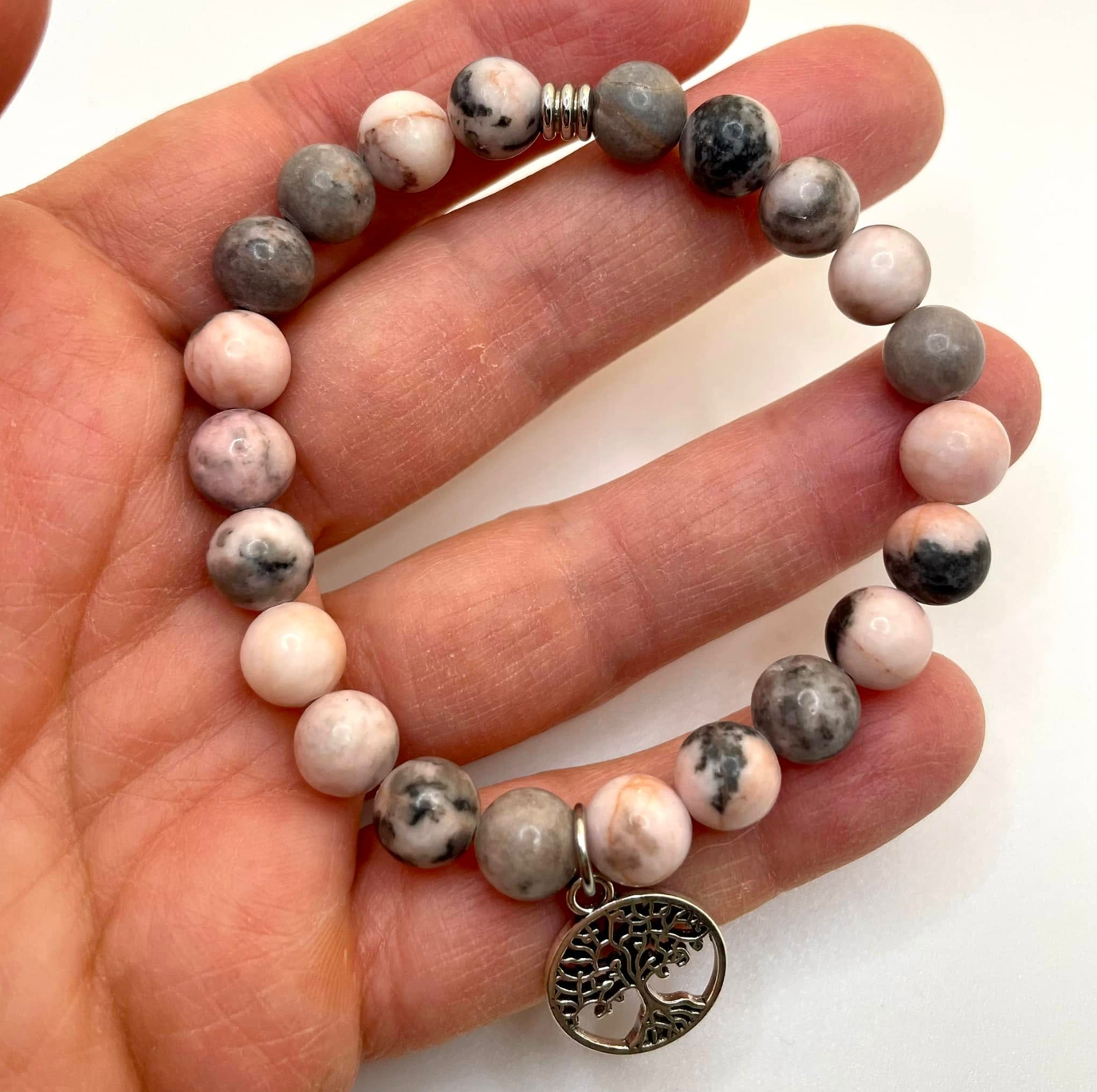 Bracelet en jaspe zèbre rose