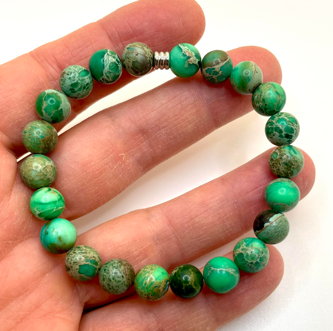 Bracelet en jaspe shoushan vert