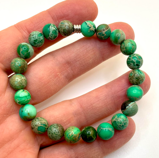 Bracelet en jaspe shoushan vert