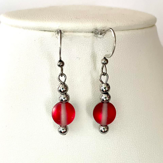 Boucles Cristal Sirène Rouge