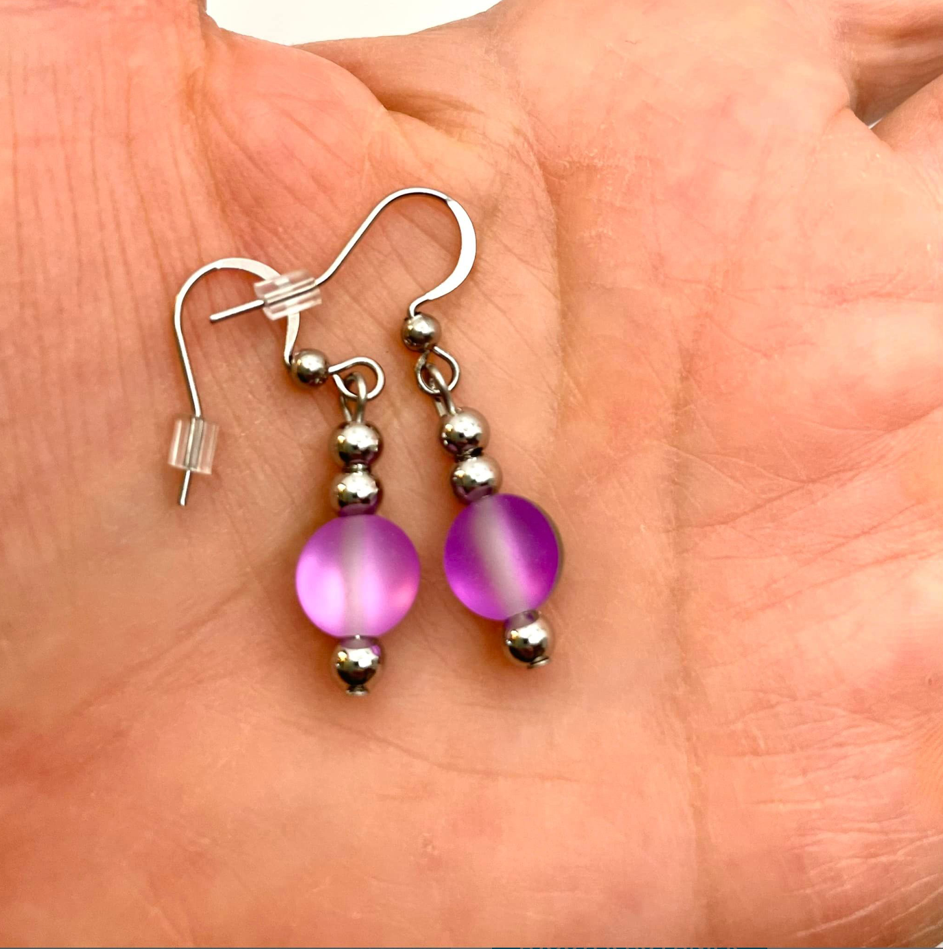 Boucles Cristal Sirène Rose-Mauve