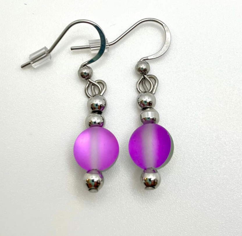 Boucles Cristal Sirène Rose-Mauve