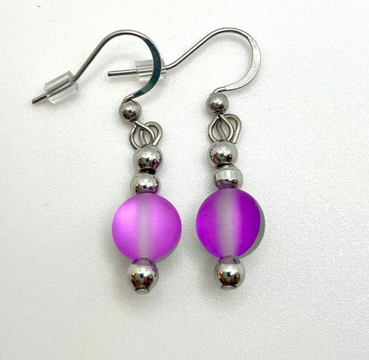 Boucles Cristal Sirène Rose-Mauve