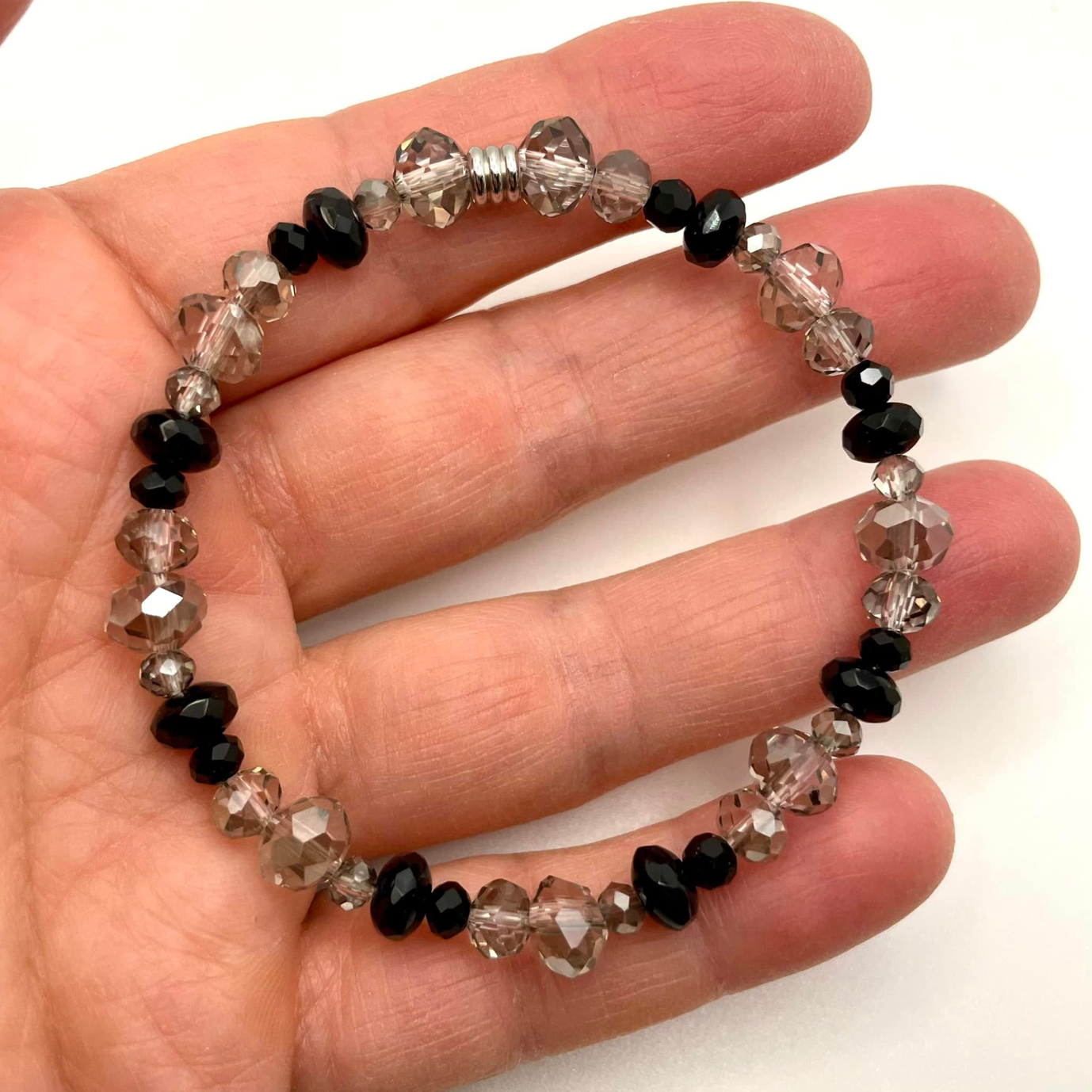 Bracelet Mystique en cristal noir et argenté