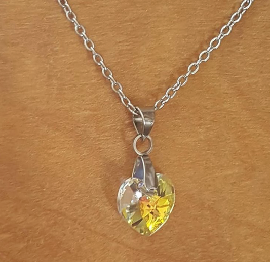 Petit coeur 10mm en cristal Clair Aurore Boréale