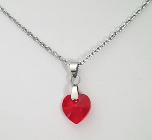 Petit coeur 10mm en cristal Rouge Clair Translucide