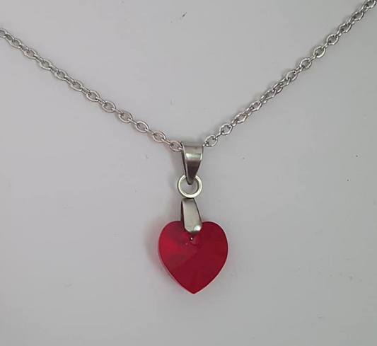 Petit coeur 10mm en cristal Rouge Translucide