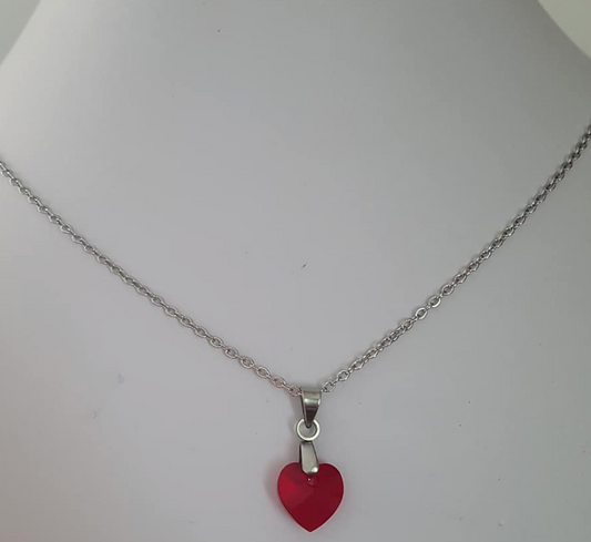 Small 10mm heart in Translucent Red crystal 