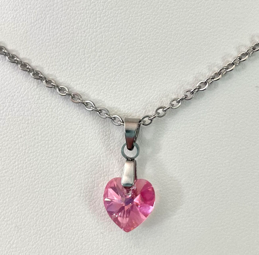 Petit coeur 10mm en cristal Rose Aurore Boréale