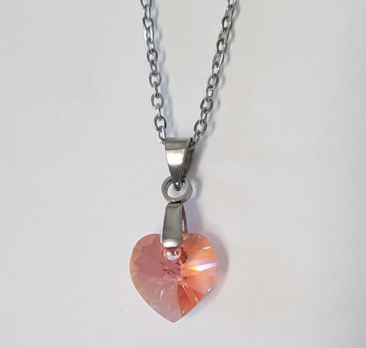 Petit coeur 10mm en cristal Pêche Shimmer