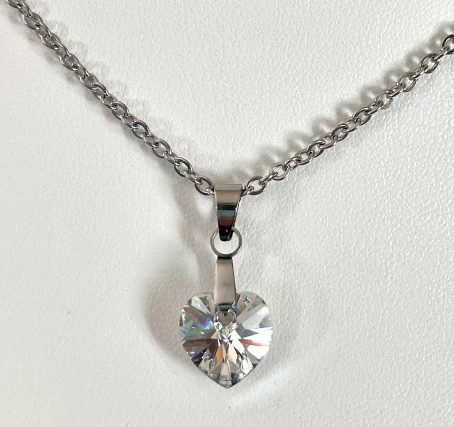 Petit coeur 10mm en cristal Argenté Shimmer