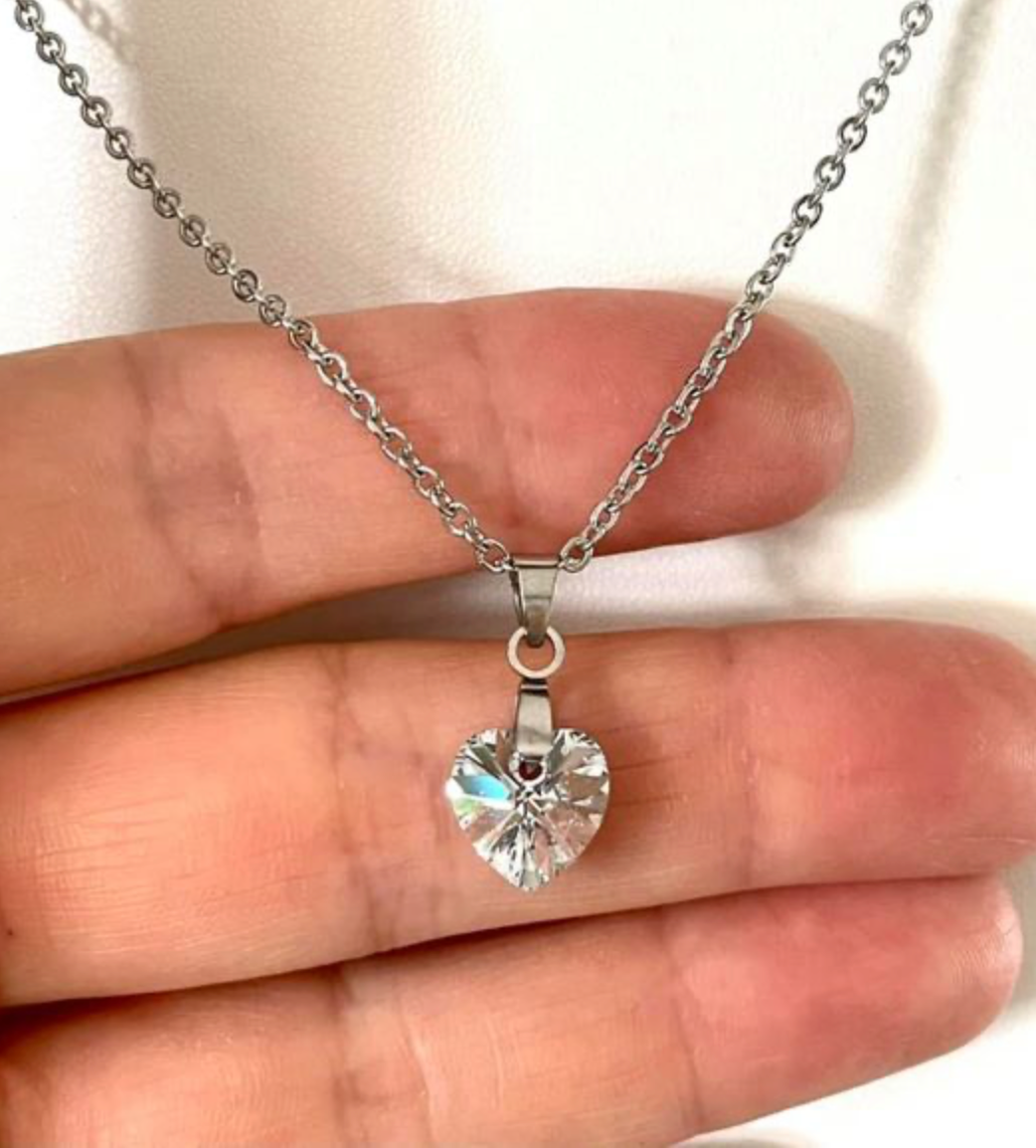 Petit coeur 10mm en cristal Argenté Shimmer
