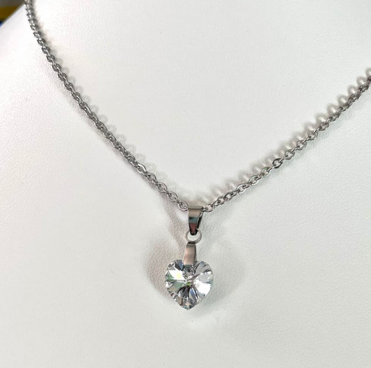 Petit coeur 10mm en cristal Argenté Shimmer